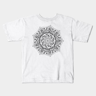 Mandala #9-2. Hearts and Flowers mandala, with border. Kids T-Shirt